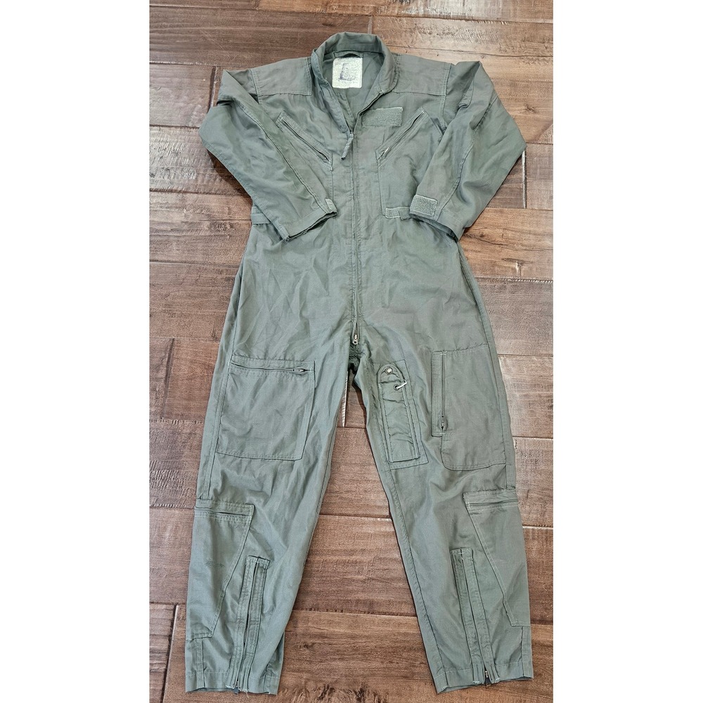 VTG 70s US Military Flight Suit Coveralls CWY-27 Flyers Brass Scoville Zipper